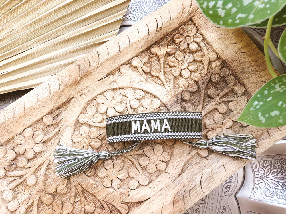 shop LONA - MAMA Embroidered Friendship Bracelet