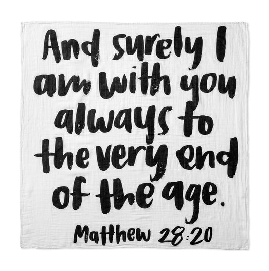 Matthew 28:20 Scripture swaddle and wall art by Modern Burlap