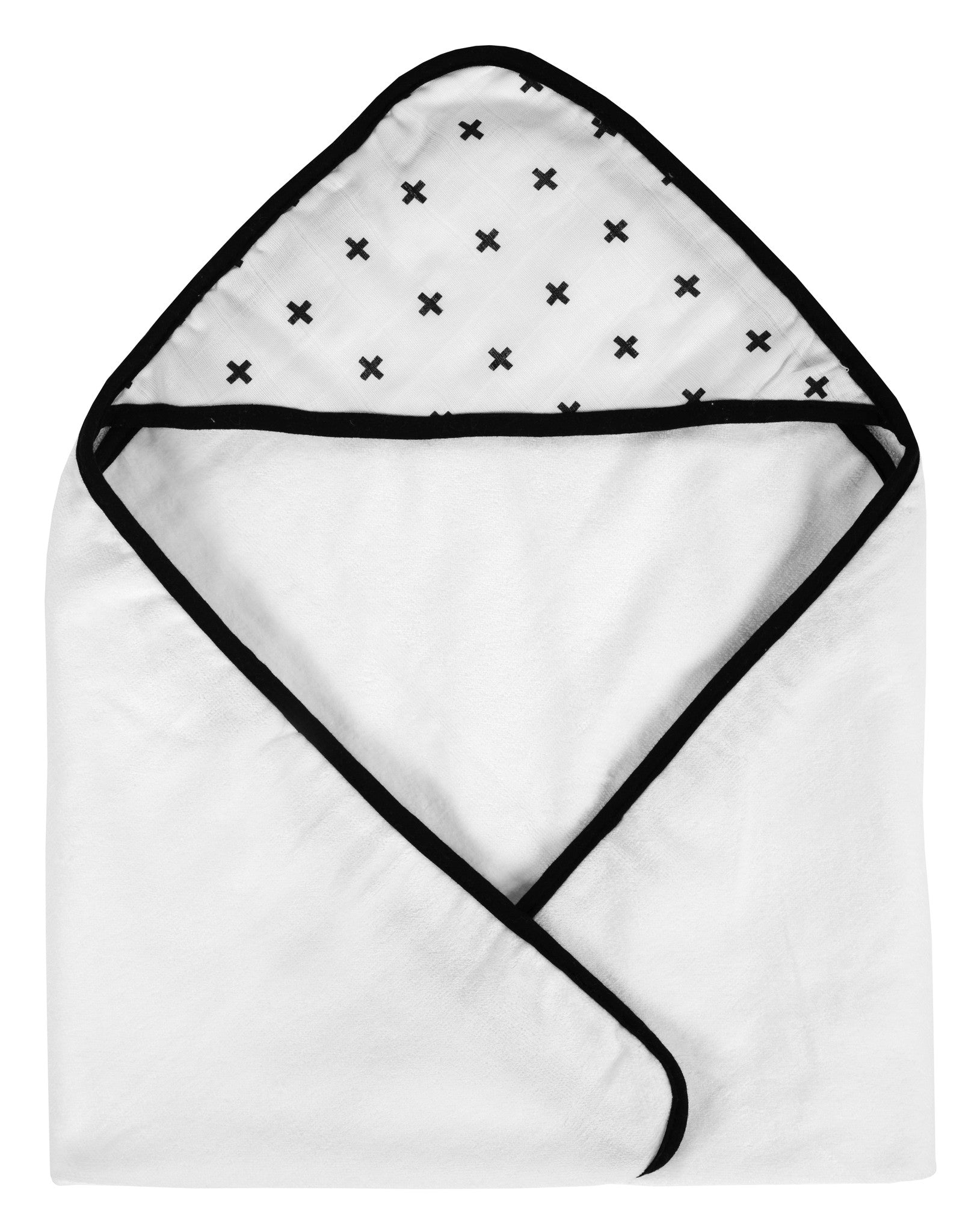 Swiss Cross muslin and terry hooded baby towel by Modern Burlap