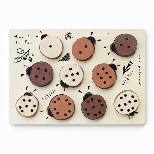Wee Gallery - Wooden Tray Puzzle - Count to 10 Ladybugs
