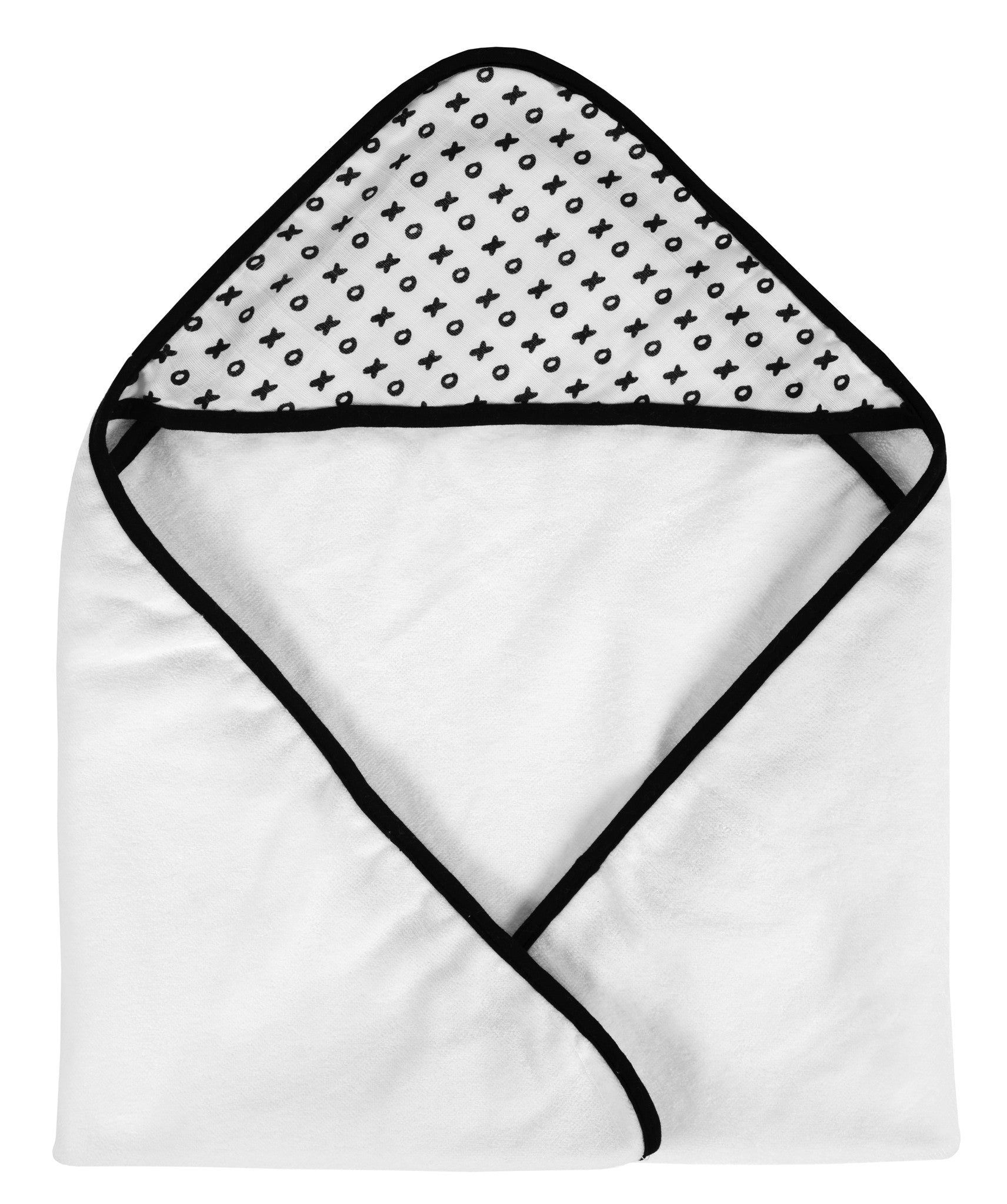 XO muslin and terry hooded baby towel by Modern Burlap