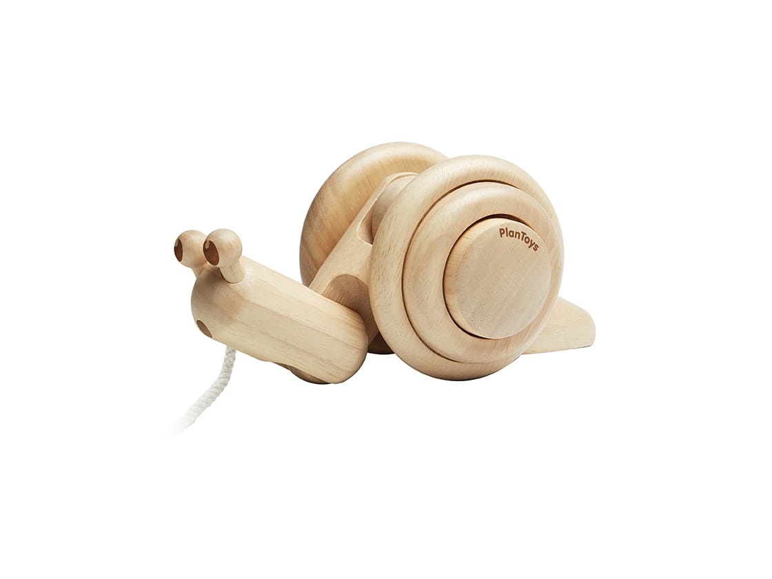PlanToys - Pull Along Snail-Natural