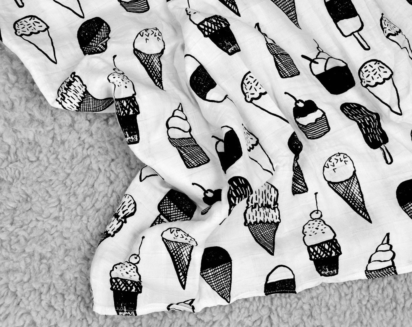 Ice Cream Love Organic Swaddle + Wall Art | GOTS Certified Organic Cotton Muslin