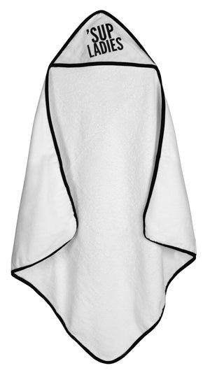 
                  
                    Load image into Gallery viewer, Organic Cotton Muslin + Terry Hooded Towel -  &amp;#39;Sup Ladies
                  
                