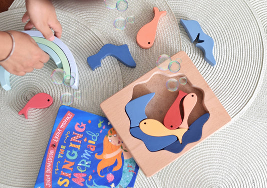 L and wood - Five Fish Puzzle