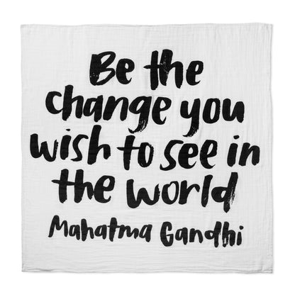 Be the Change organic cotton muslin swaddle and wall art by Modern Burlap