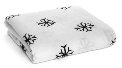 Snowflakes organic cotton muslin swaddle by Modern Burlap
