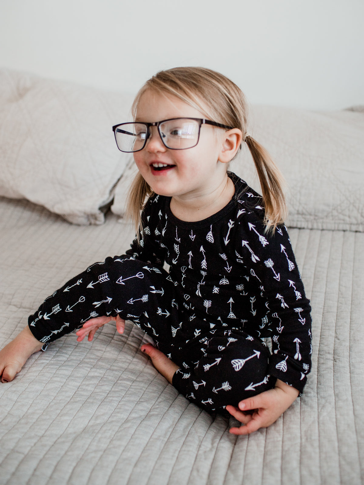 Organic Baby + Kids Pajama Set | White on Black Arrows©