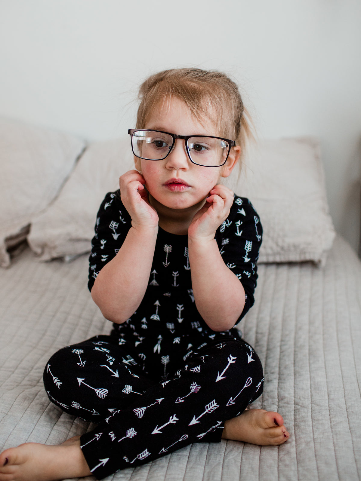 Organic Baby + Kids Pajama Set | White on Black Arrows©