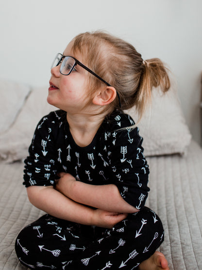 Organic Baby + Kids Pajama Set | White on Black Arrows©
