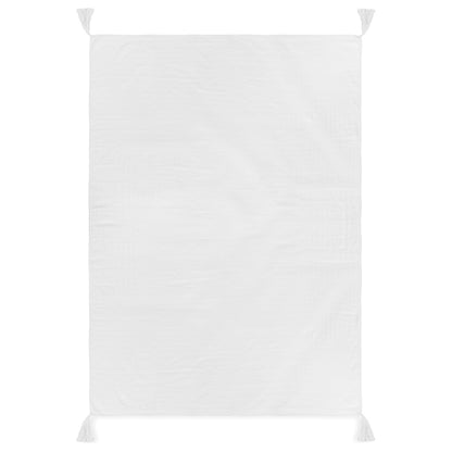 Organic muslin XL throw blanket with white tassels by Modern Burlap