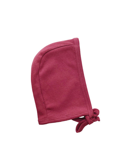 Maroon Organic Baby Bonnet — product photograph.