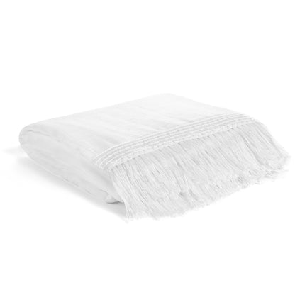 White Fringe Organic Swaddle | GOTS Certified Organic Cotton Muslin