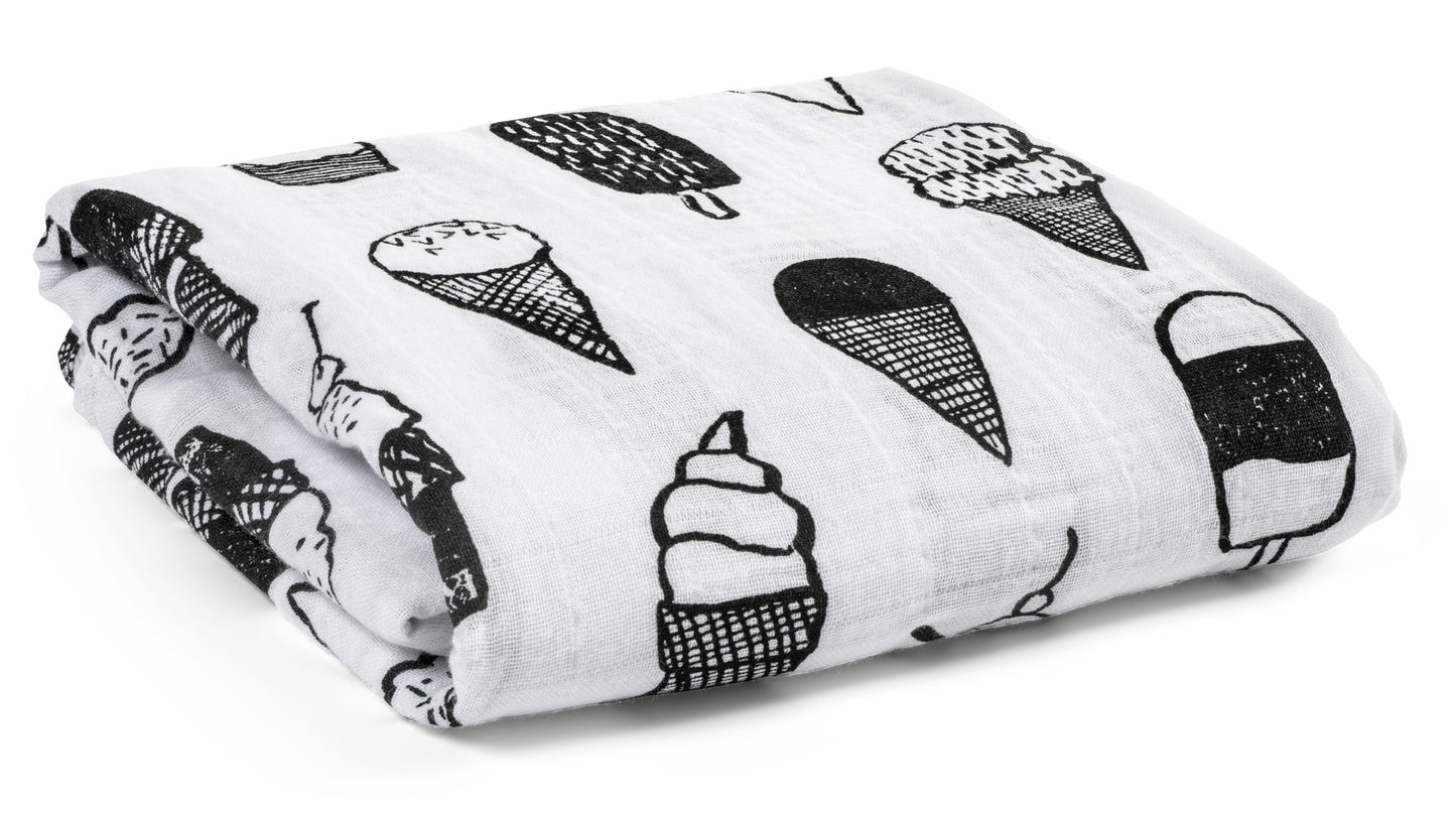 Ice Cream Love organic cotton muslin swaddle + wall art by Modern Burlap