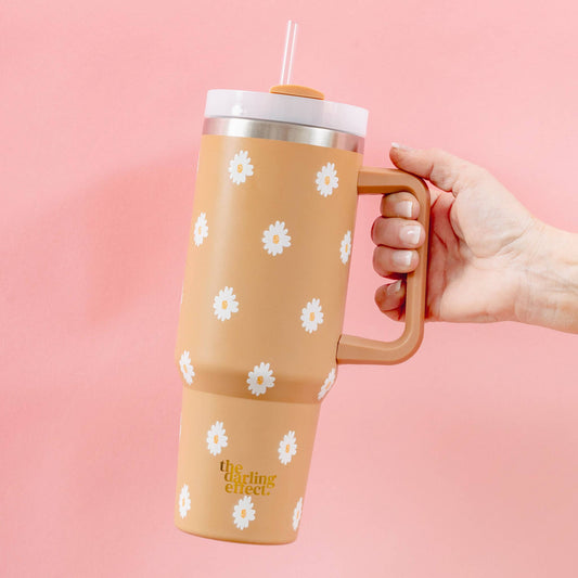 The Darling Effect - 40oz Take Me Everywhere Tumbler - Dancing Daisy Sandstone