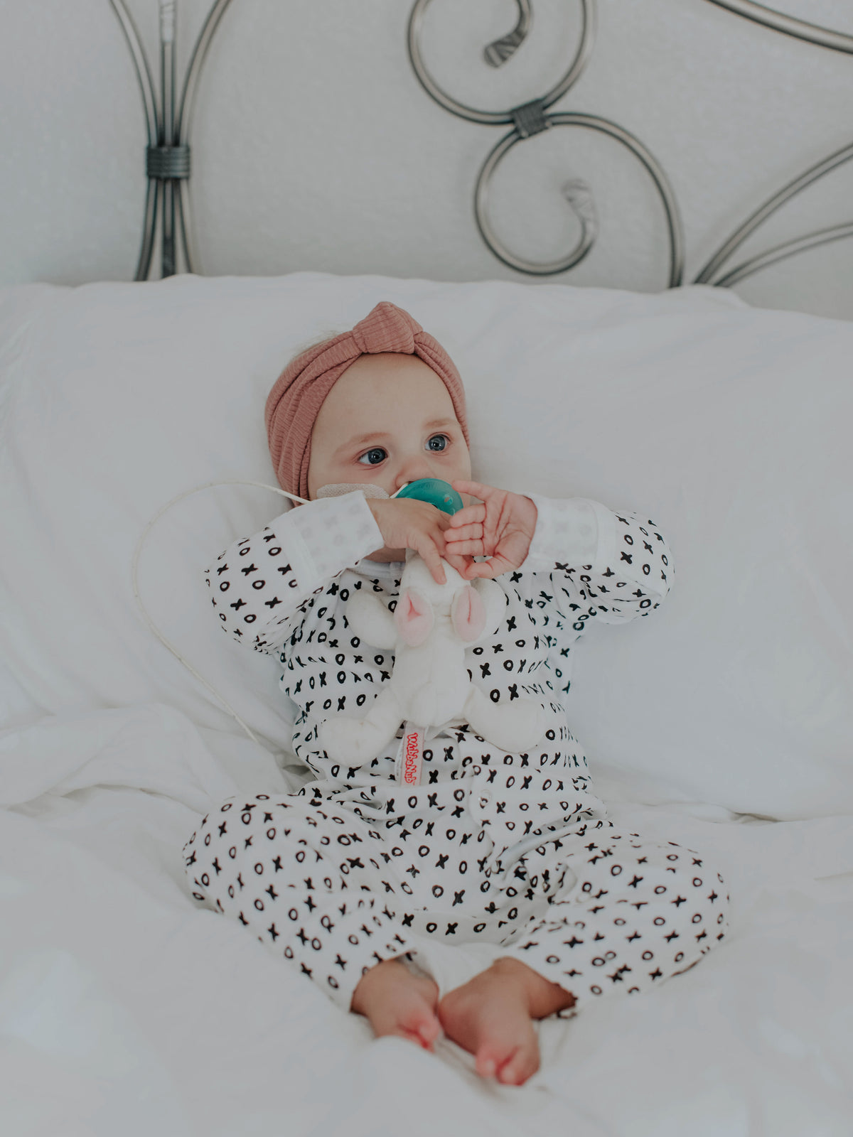 Modern Burlap organic button coverall in signature prints