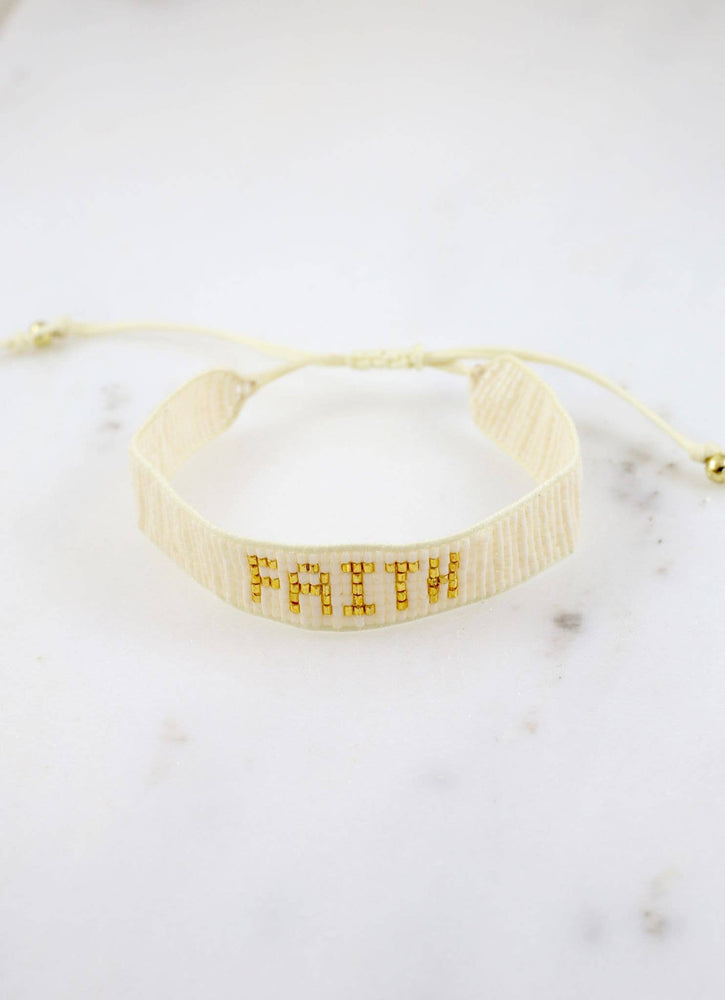 Caroline Hill - Faith Beaded Bracelet IVORY