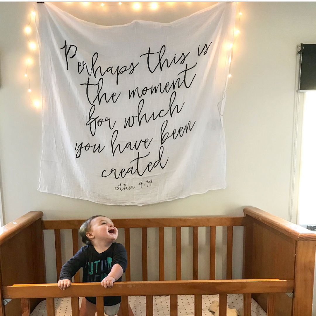 Esther 4:14 Scripture swaddle and wall art by Modern Burlap