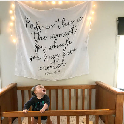Esther 4:14 Scripture swaddle and wall art by Modern Burlap