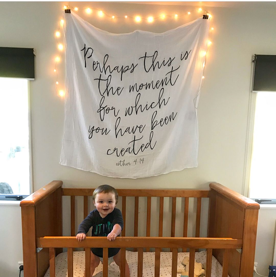 Esther 4:14 Scripture swaddle and wall art by Modern Burlap