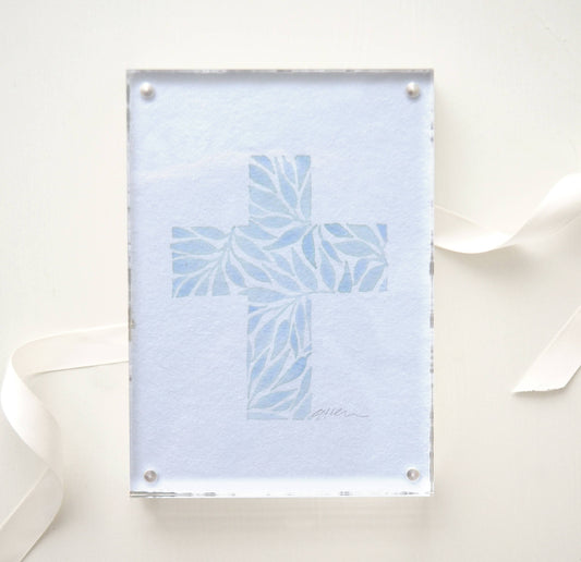 Ellen Davis Creative - Blue Cross No. 1 framed in Acrylic