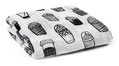 Coffee Love organic cotton muslin swaddle by Modern Burlap