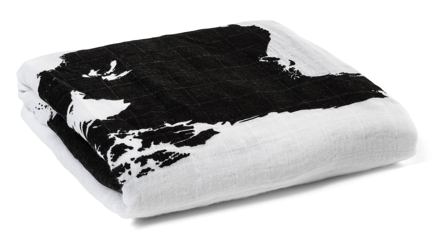 World Map Organic Swaddle + Wall Art | GOTS Certified Organic Cotton Muslin