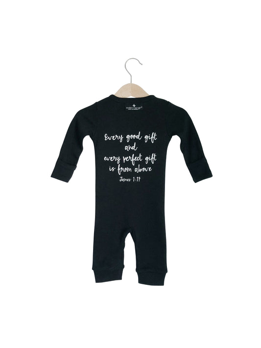 James 1:17 organic Button Coverall by Modern Burlap