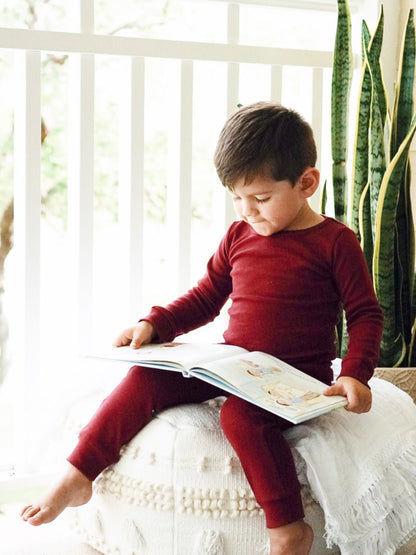 Organic Baby + Kids Pajama Set | Maroon
