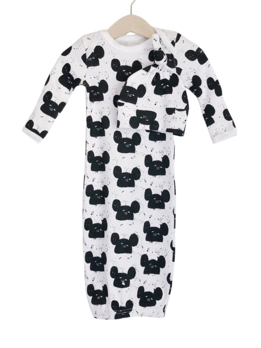 Organic Knot Hat + Gown Set | GOTS Certified Organic Cotton | Signature Prints