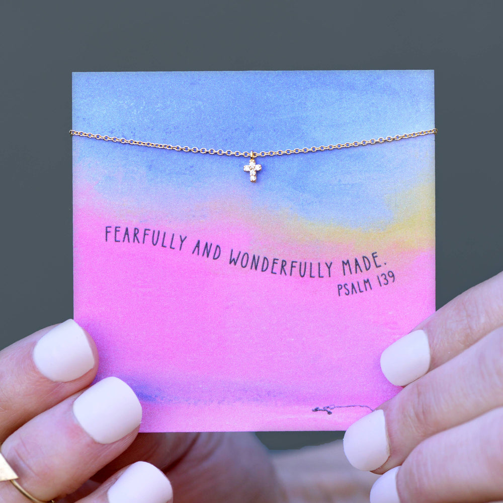 Laurel Denise - Fearfully Made - Religious Quote Card Necklace - Gift