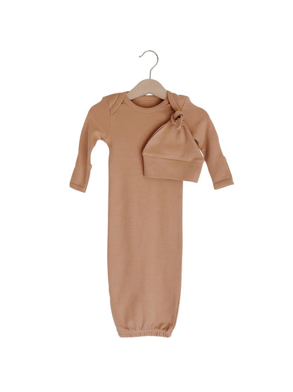 Organic Knot Hat + Gown Set | GOTS Certified Organic Cotton | Solid Colors