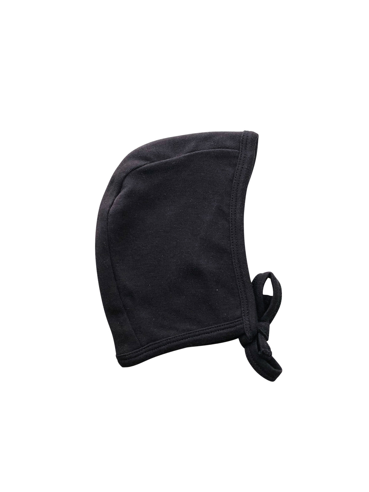 Black Organic Baby Bonnet — product photograph.