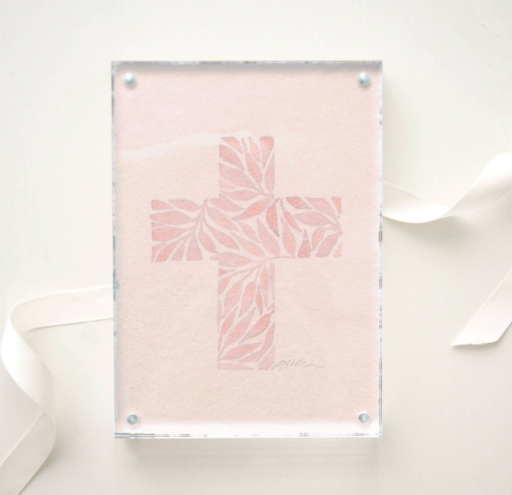Ellen Davis Creative - Pink Cross No. 3 framed in Acrylic