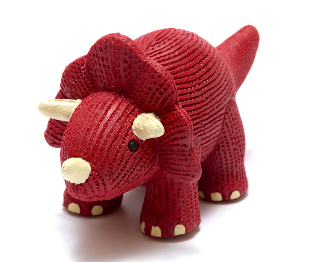 Best Years Ltd - Natural Rubber Triceratops Dinosaur Toy, Bath Toy & Teether