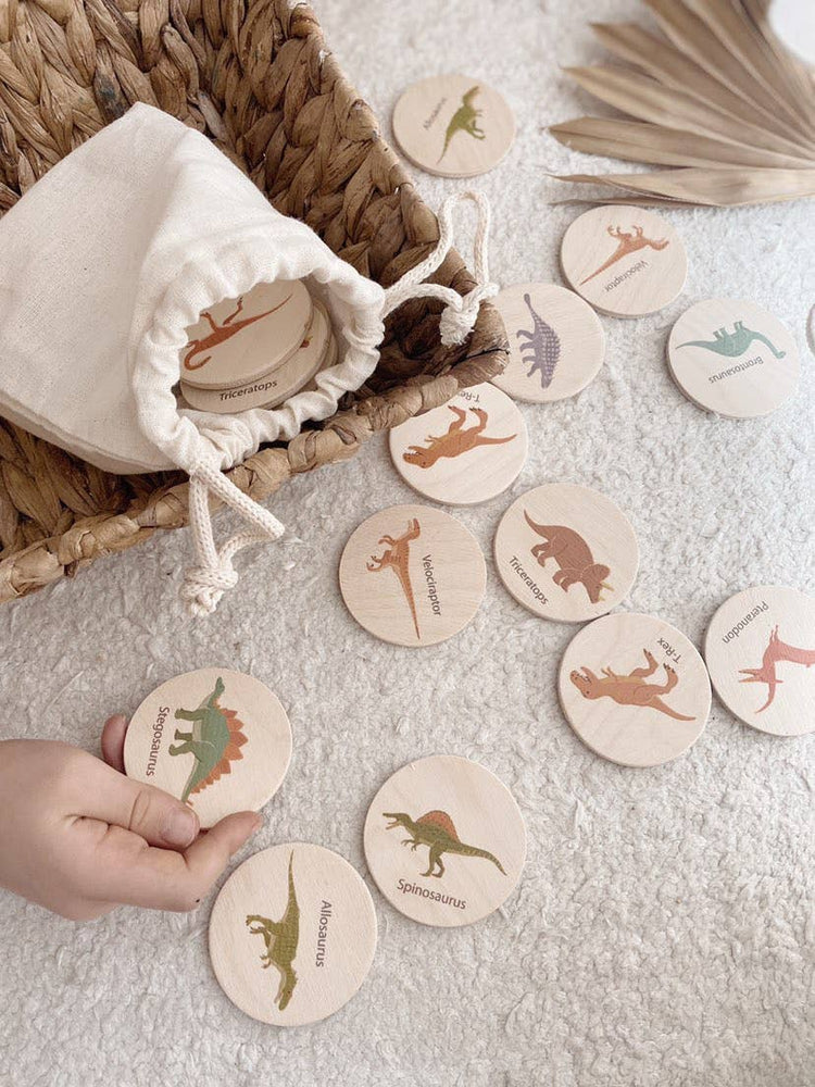 L and wood - Wooden Large Dino Memory Set (24 pcs)