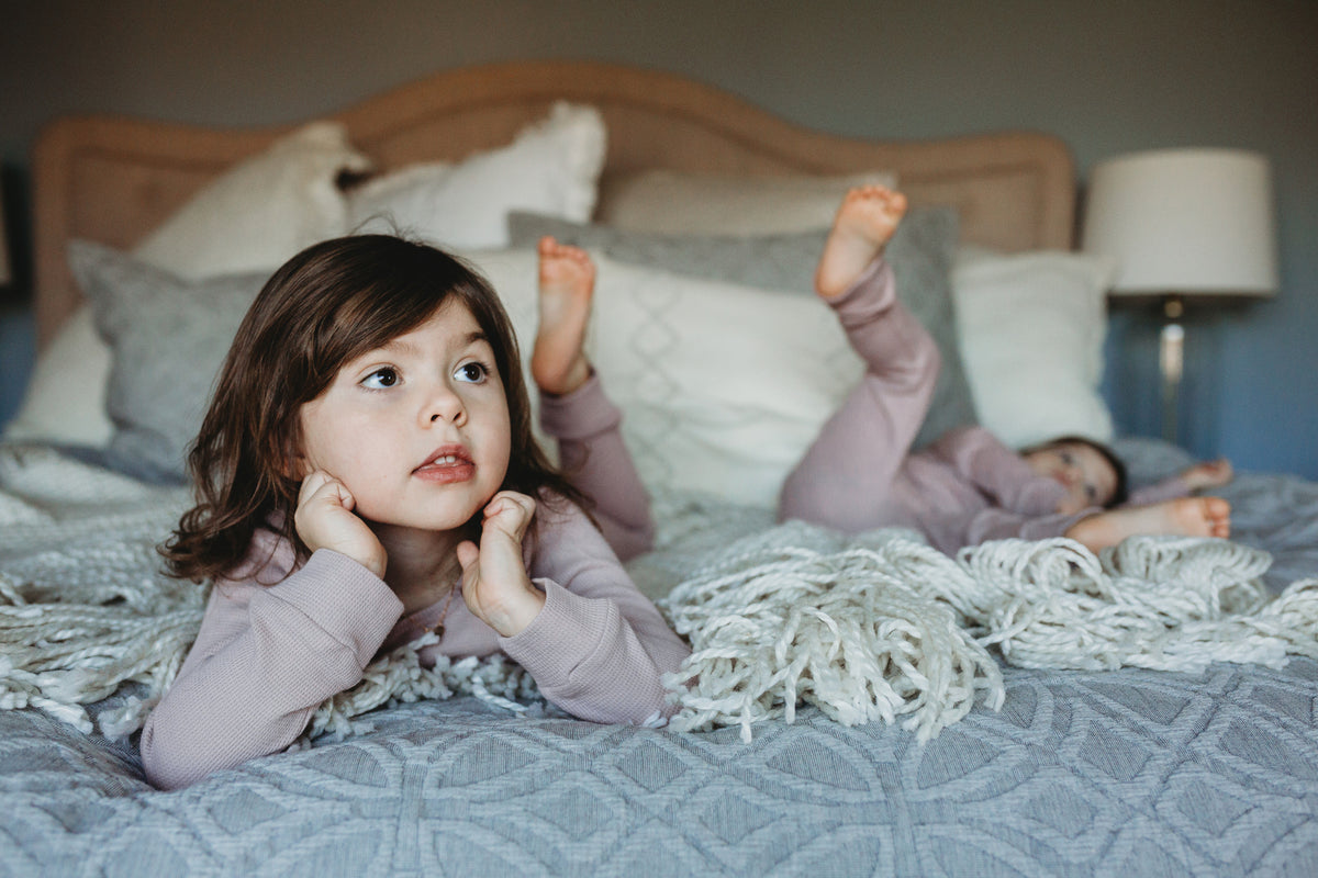 Organic Thermal Baby + Kids Pajama Set | Mauve