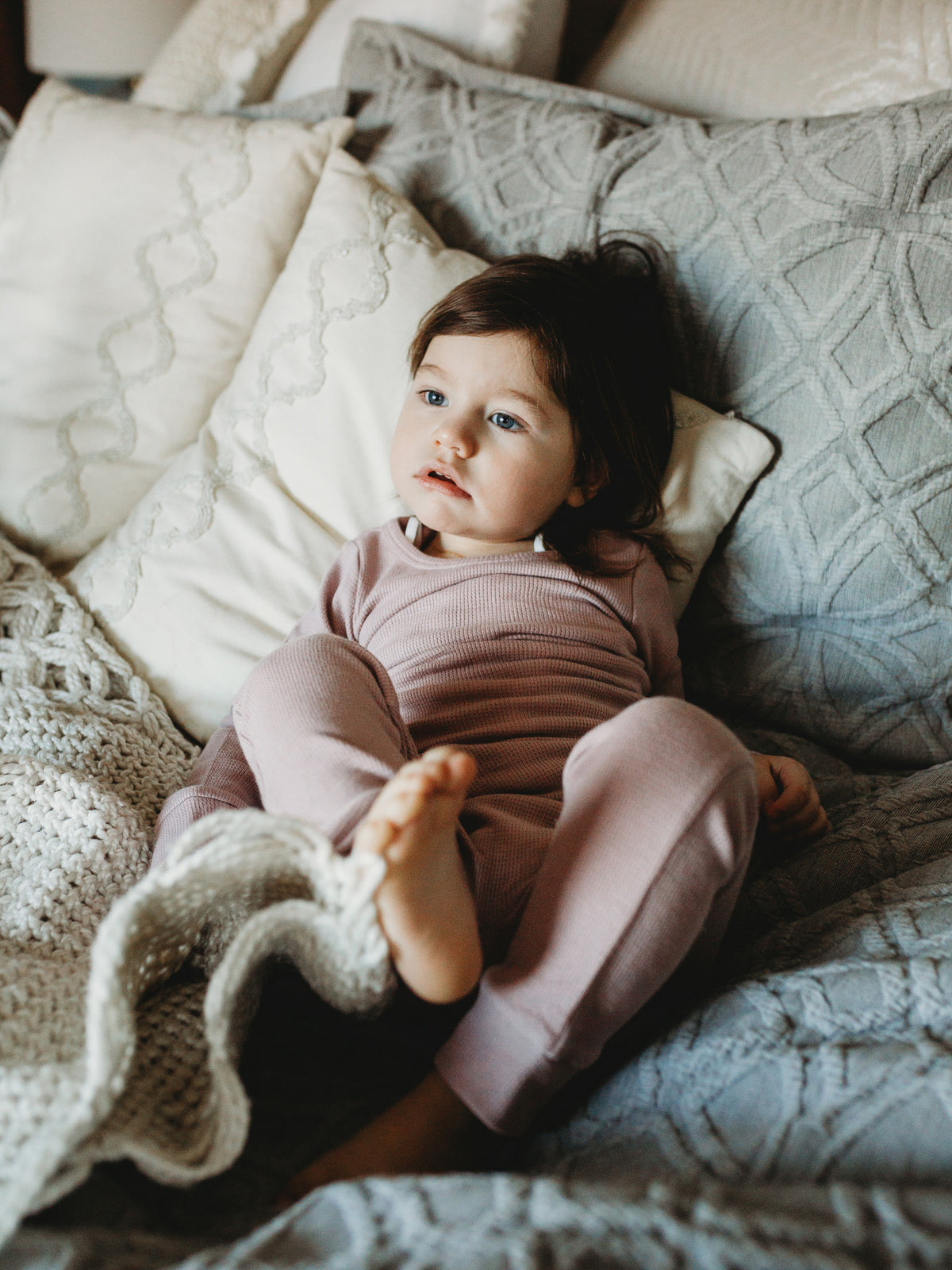 Organic Thermal Baby + Kids Pajama Set | Mauve