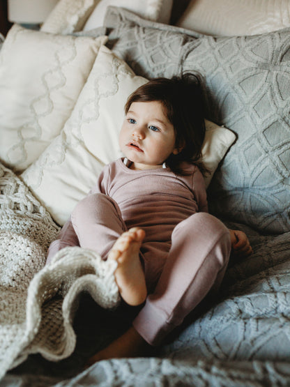Organic Thermal Baby + Kids Pajama Set | Mauve