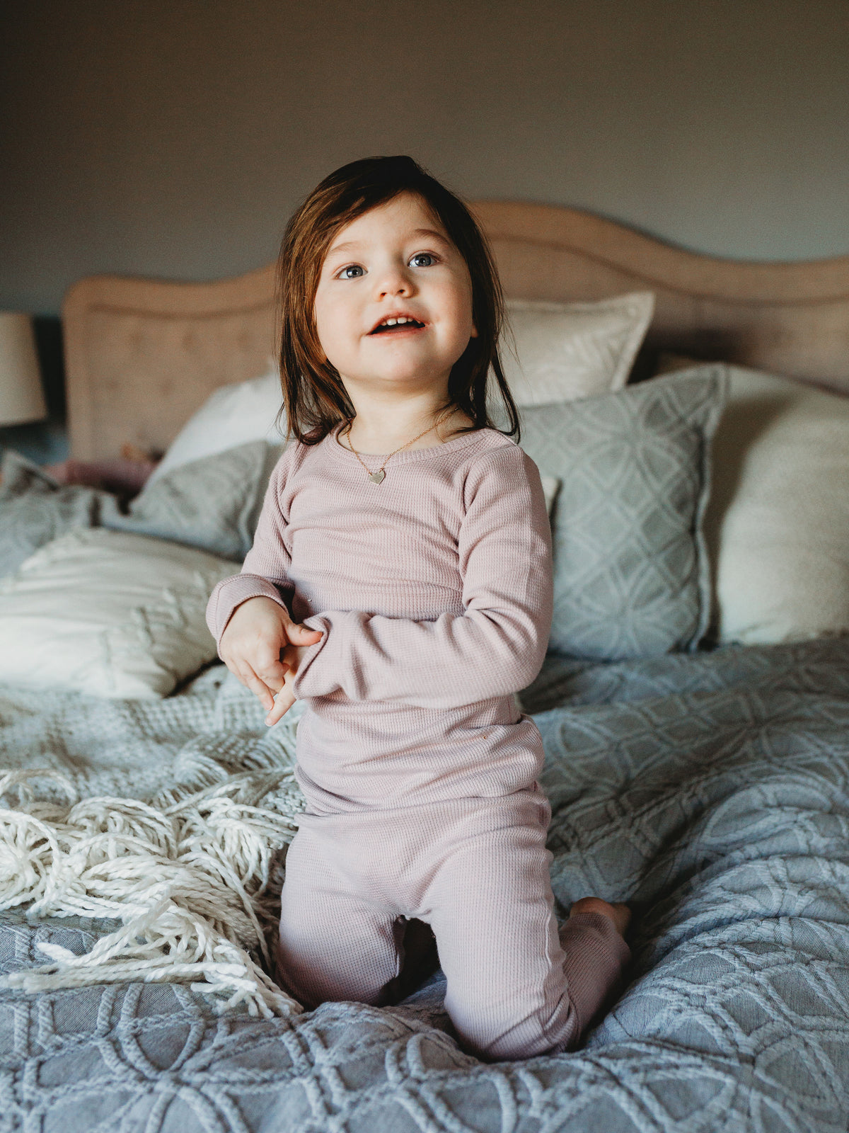 Organic Thermal Baby + Kids Pajama Set | Mauve