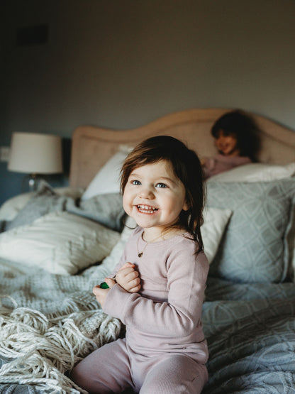 Organic Thermal Baby + Kids Pajama Set | Mauve