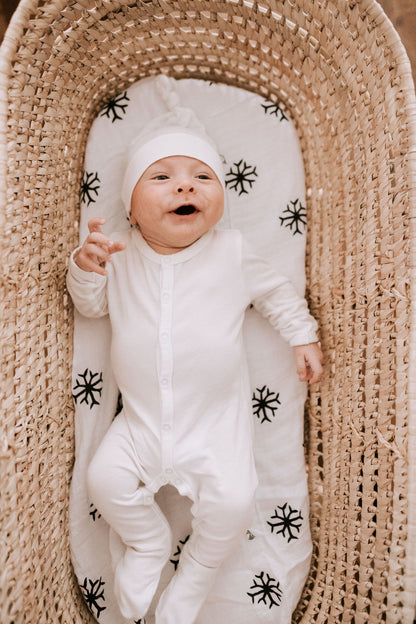 Snowflakes organic cotton muslin swaddle by Modern Burlap