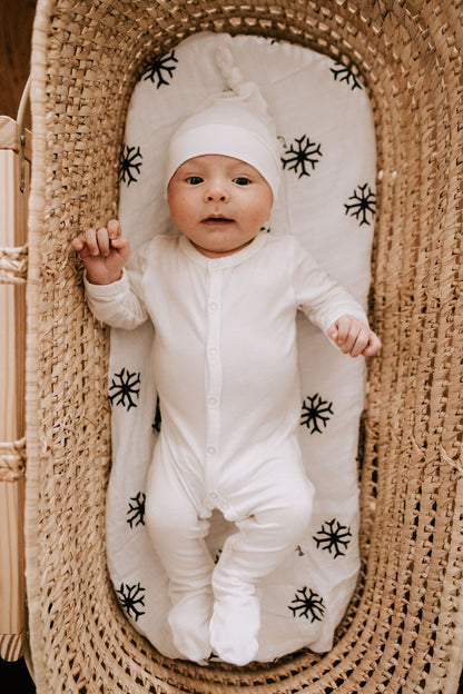Snowflakes organic cotton muslin swaddle by Modern Burlap