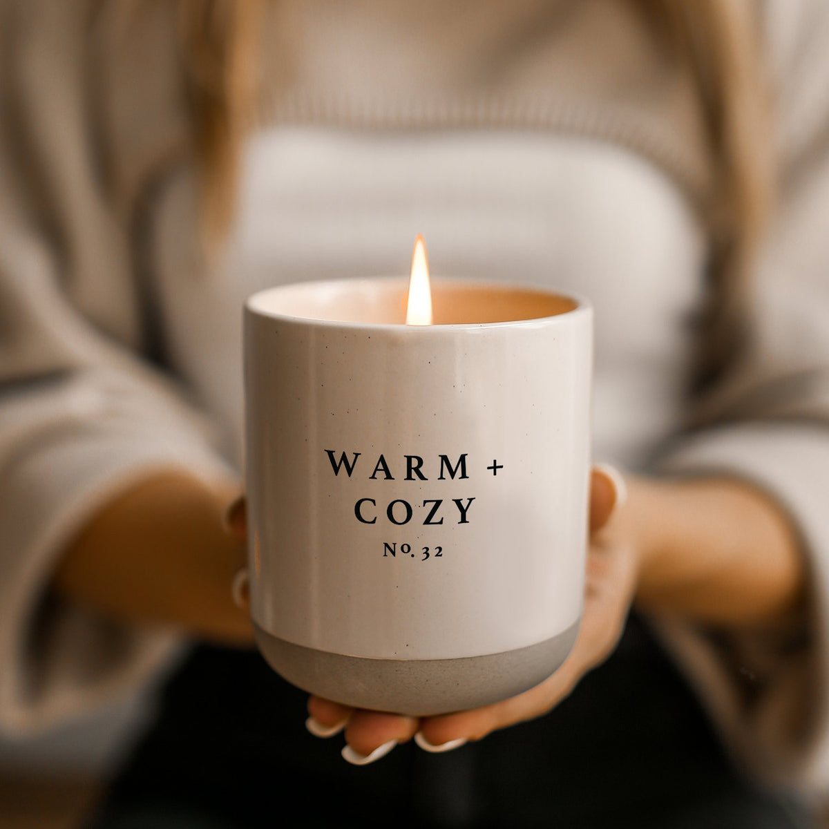 Sweet Water Decor - WARM & COZY SOY CANDLE | 12 OZ STONEWARE JAR CANDLE, product image 2