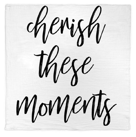 Cherish These Moments organic muslin swaddle and wall art by Modern Burlap