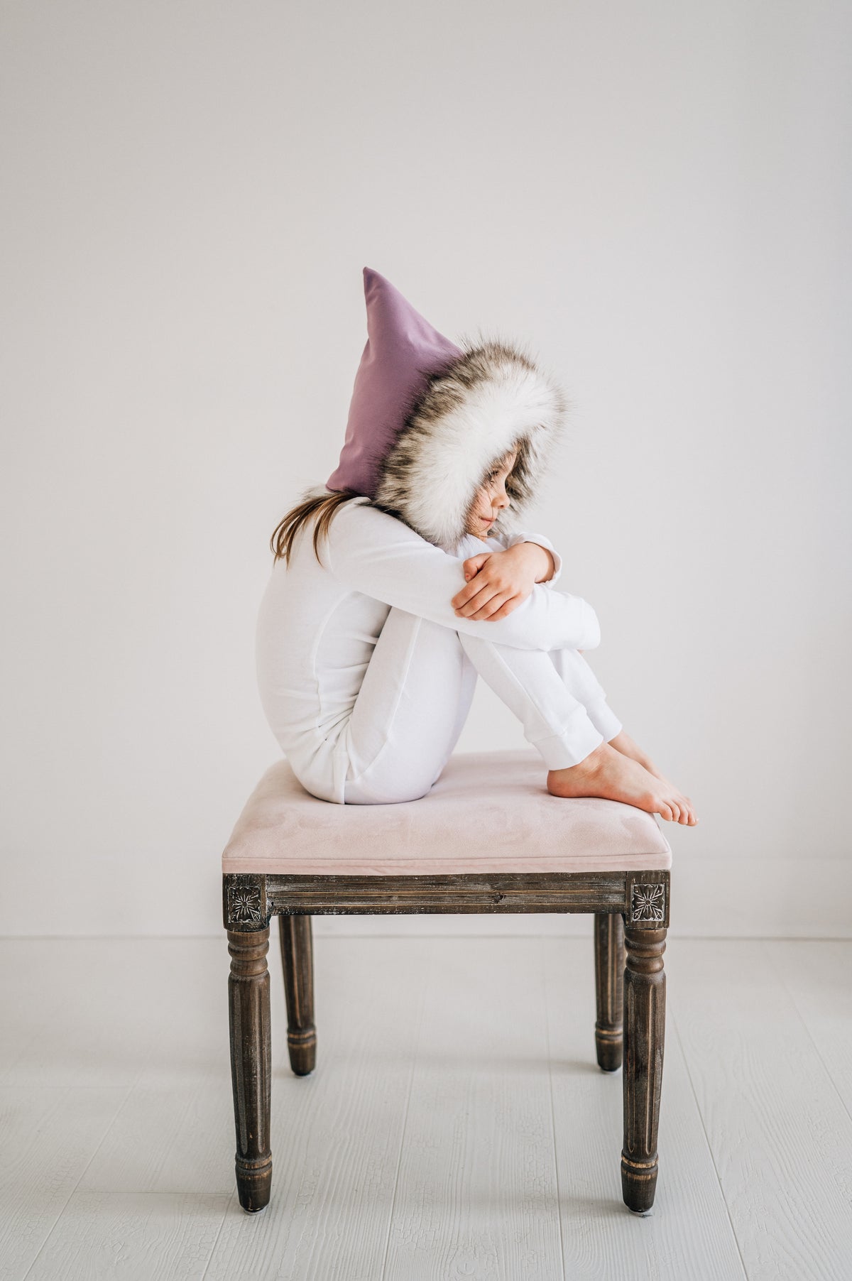 Organic Baby + Kids Pajama Set | White — Side view of child wearing white pajamas