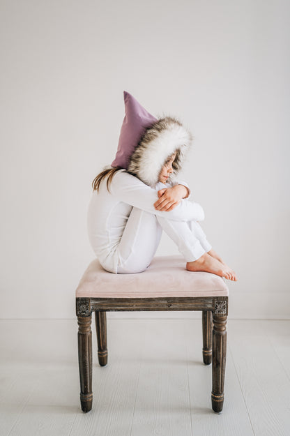 Organic Baby + Kids Pajama Set | White — Side view of child wearing white pajamas