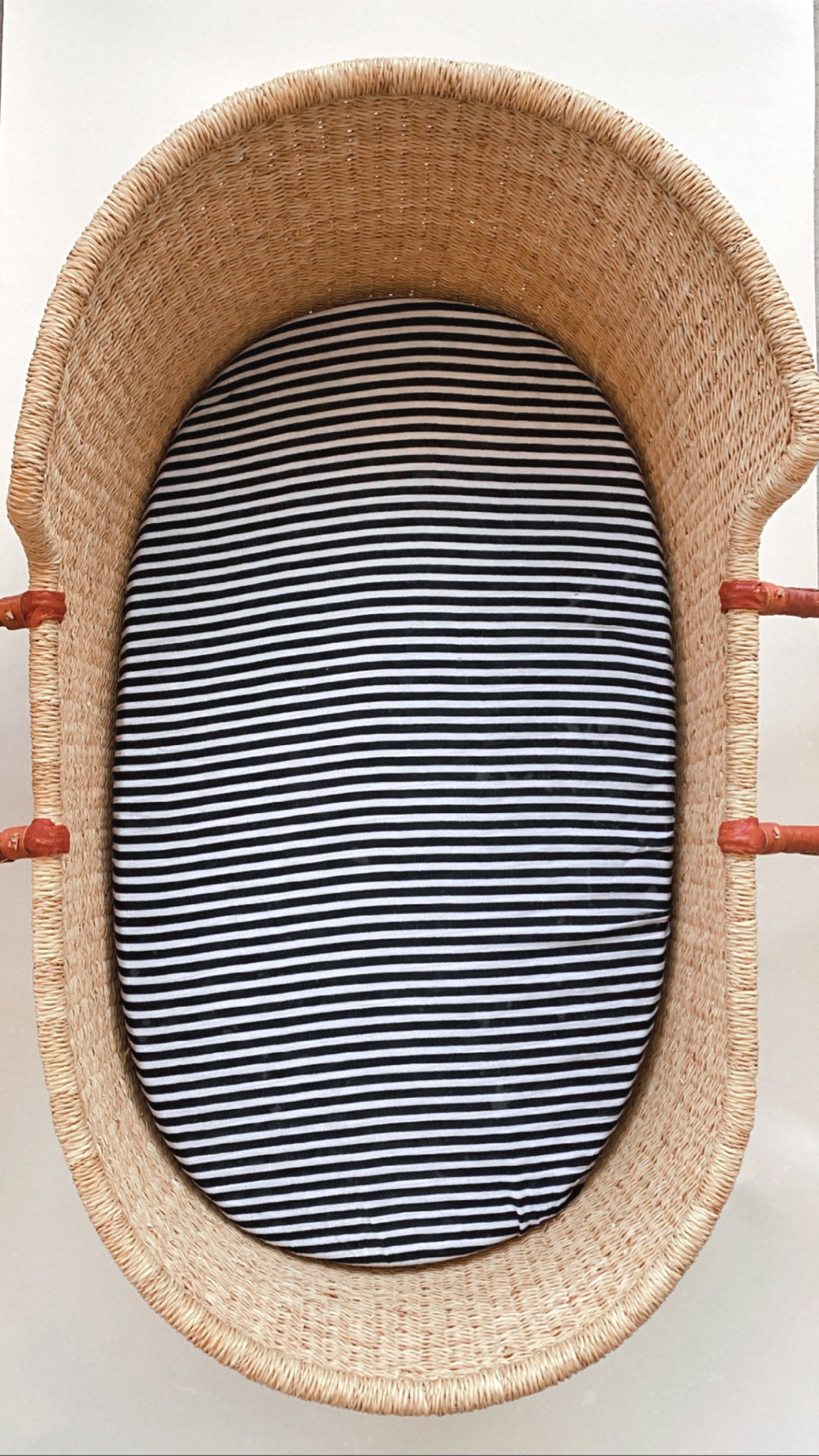 Stripes organic muslin bassinet and small changing pad sheet by Modern Burlap