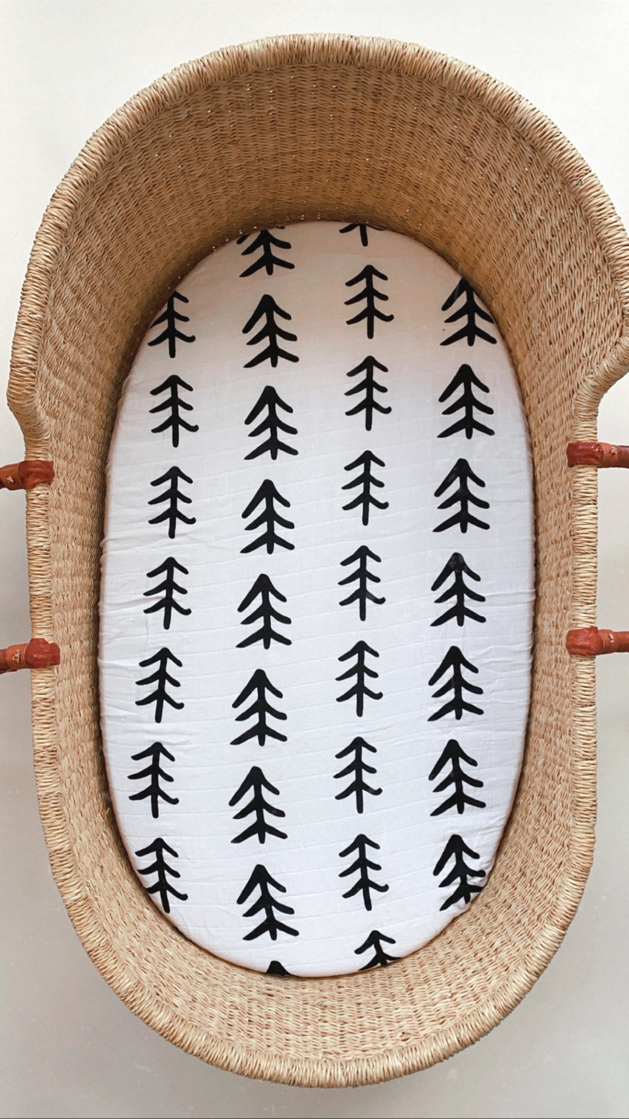 Tree Hugger organic muslin bassinet and small changing pad sheet by Modern Burlap