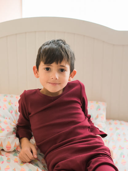 Organic Baby + Kids Pajama Set | Maroon